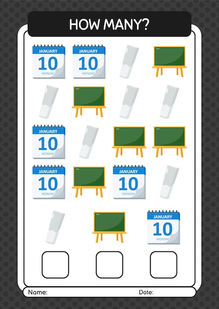 How many counting game with summer icon worksheet for preschool kids kids activity sheet