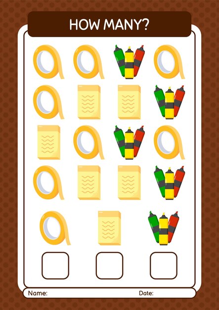 How many counting game with summer icon worksheet for preschool kids kids activity sheet