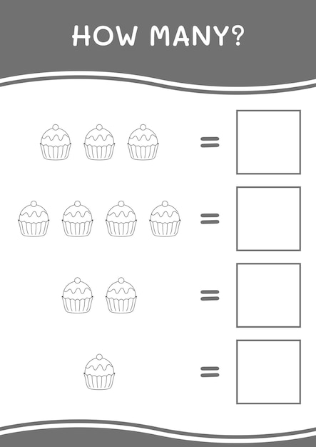 How many of Cupcake game for children Vector illustration printable worksheet