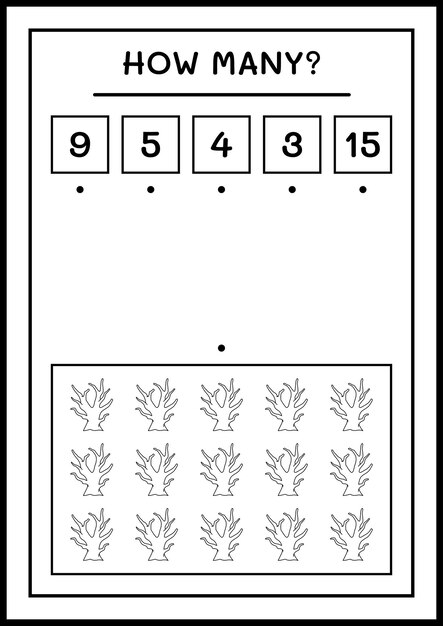 How many Dead Tree, game for children. Vector illustration, printable worksheet