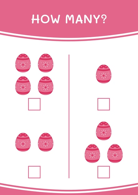 How many of Easter egg game for children Vector illustration printable worksheet