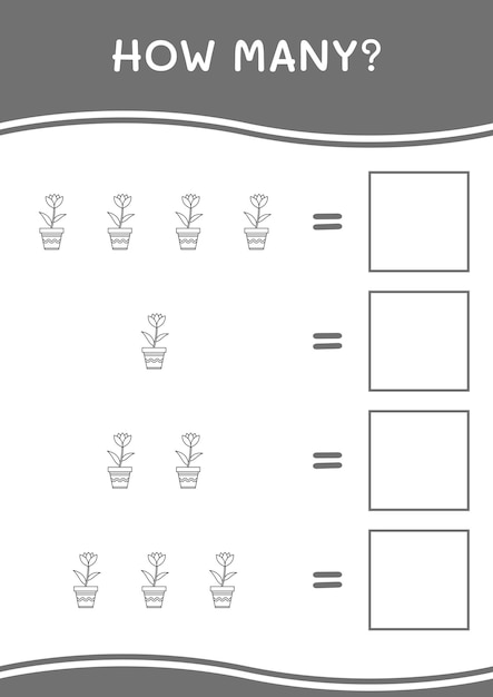 How many of Flower game for children Vector illustration printable worksheet