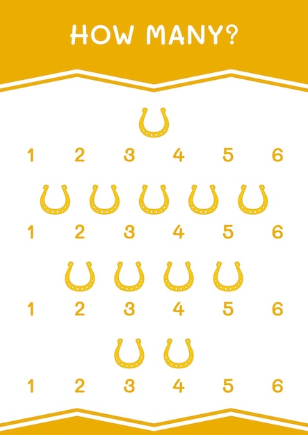 How many of Horseshoe game for children Vector illustration printable worksheet