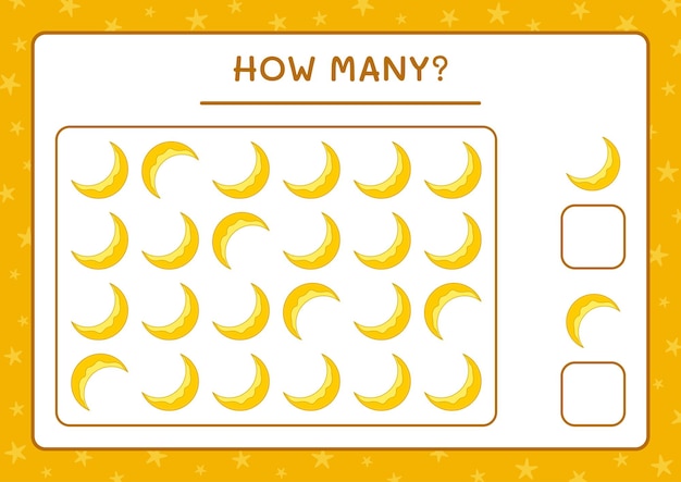 How many Moon, game for children. Vector illustration, printable worksheet