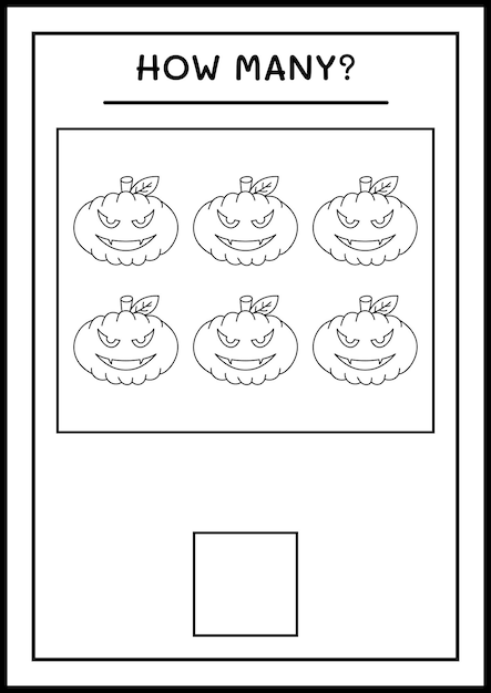 How many Pumpkin, game for children. Vector illustration, printable worksheet