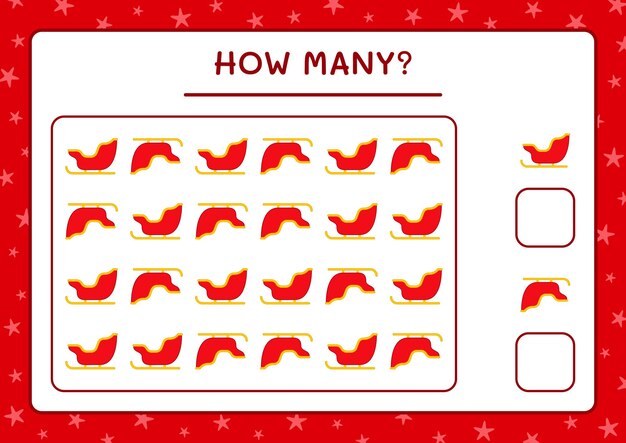 How many santa claus sleigh, game for children. Vector illustration, printable worksheet