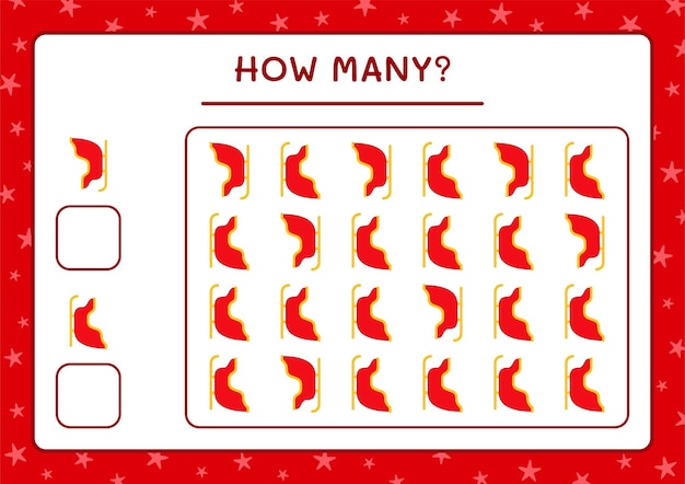 How many santa claus sleigh, game for children. Vector illustration, printable worksheet