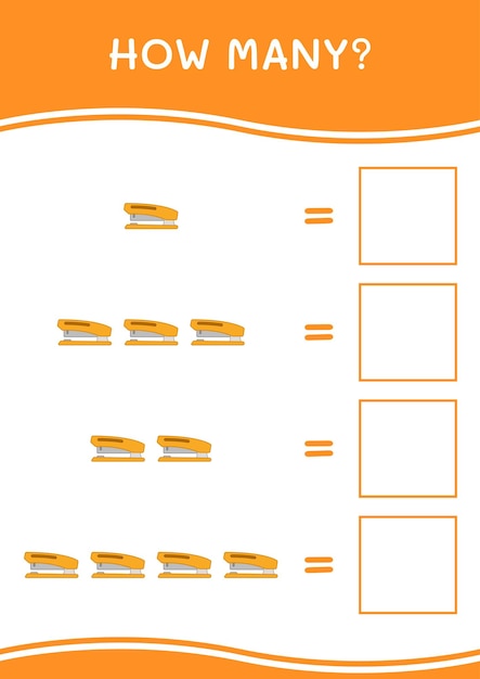 How many of Stapler game for children Vector illustration printable worksheet