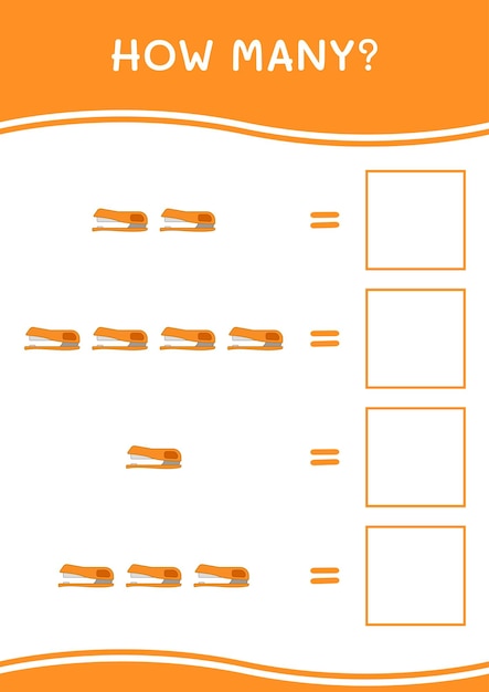 How many of Stapler game for children Vector illustration printable worksheet