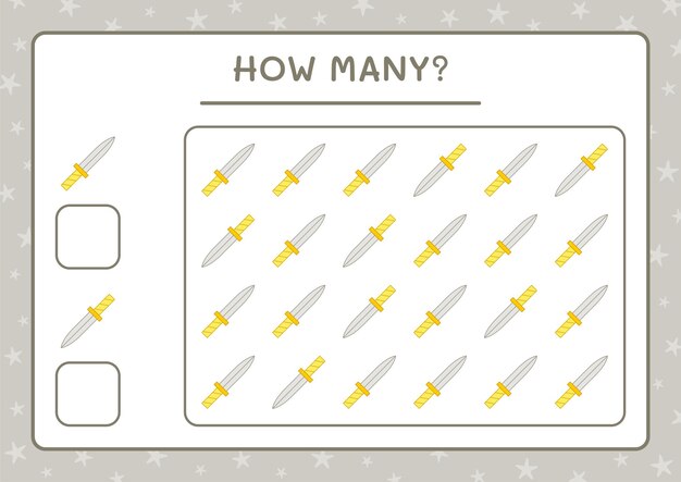 How many Sword, game for children. Vector illustration, printable worksheet