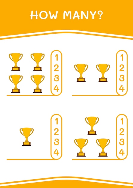 How many of Trophy game for children Vector illustration printable worksheet