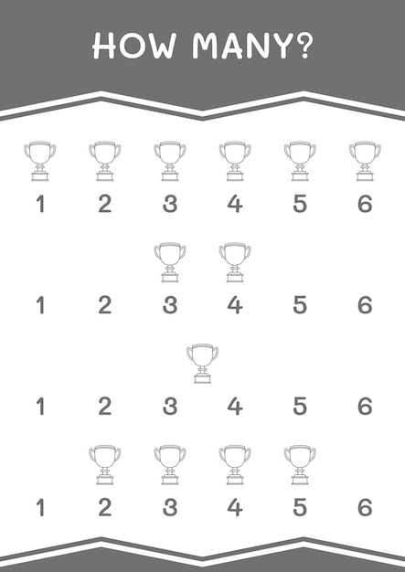 How many of Trophy game for children Vector illustration printable worksheet