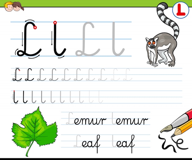 How to write letter L workbook for children