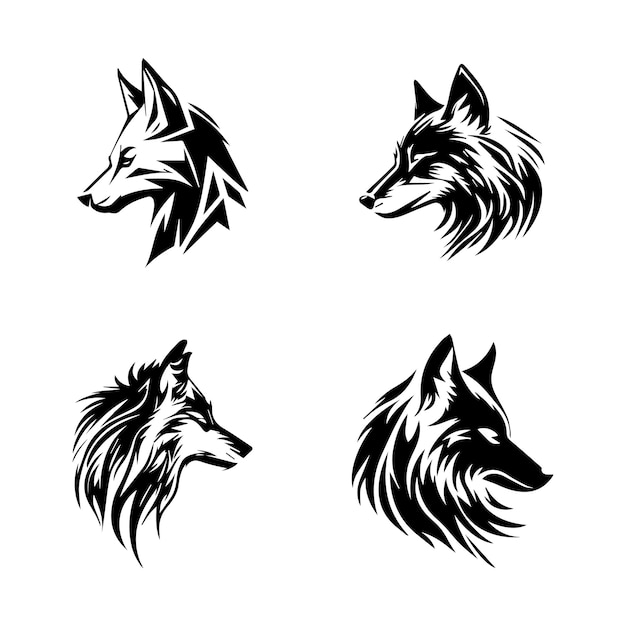 Howl at the moon with our angry wolf logo silhouette collection