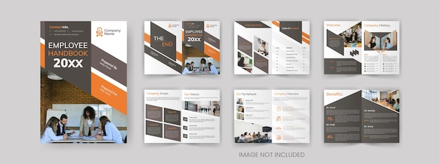 Vector hr employee handbook brochure template welcome company handbook brochure