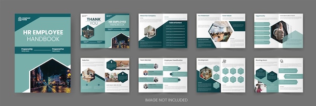 Vector hr employee handbook brochure template welcome company handbook brochure