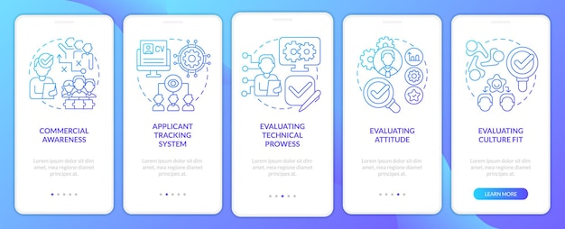 HR skills for business blue gradient onboarding mobile app screen