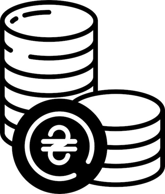 Hryvnia coin glyph and line vector illustration