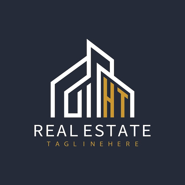 HT initial monogram logo for real estate with home shape creative design