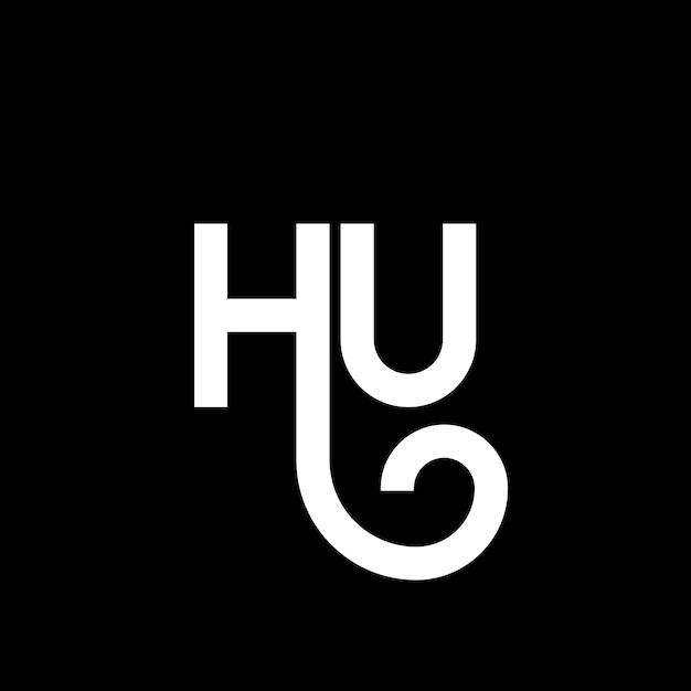 HU letter logo design on black background HU creative initials letter logo concept hu letter design HU white letter design on black background H U h u logo