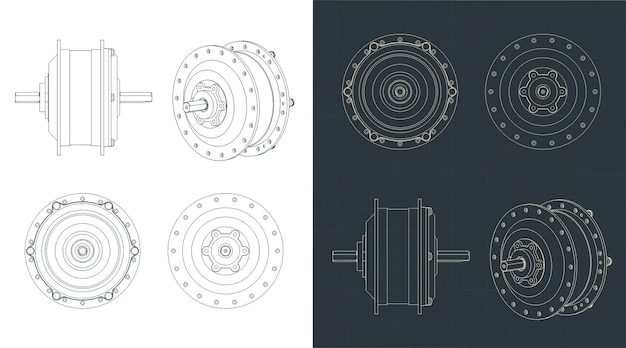 Hub motor for bicycle wheel blueprints