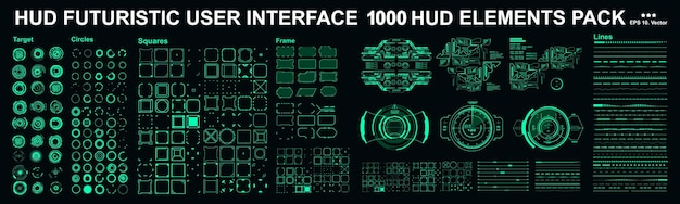 HUD elements mega set pack Dashboard display virtual reality technology screen Futuristic user interface