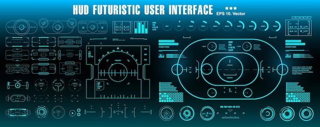 HUD futuristic blue user interface dashboard display virtual reality technology screen