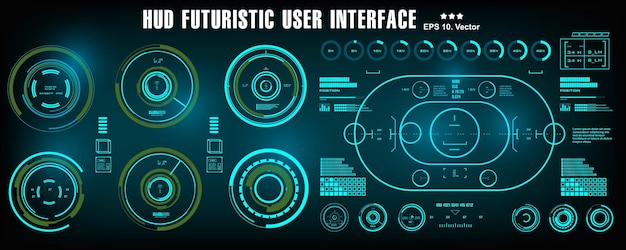 HUD futuristic blue user interface dashboard display virtual reality technology screen