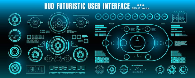 HUD futuristic blue user interface dashboard display virtual reality technology screen