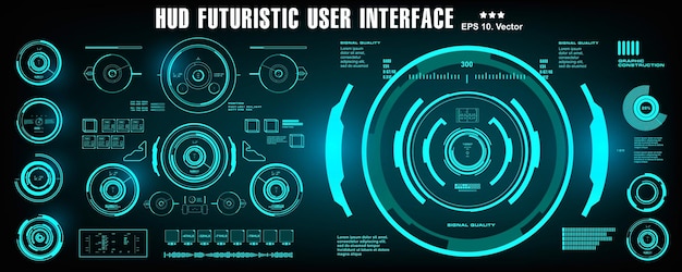 HUD futuristic blue user interface dashboard display virtual reality technology screen