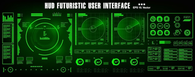 HUD futuristic green user interface dashboard display virtual reality technology screen