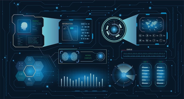 Vector hud interface or technology graphic display on blue background vector illustration