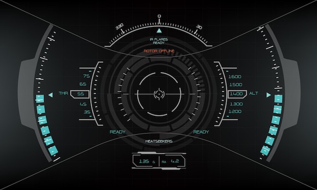 HUD scifi interface screen blue grey design virtual reality futuristic technology display vector