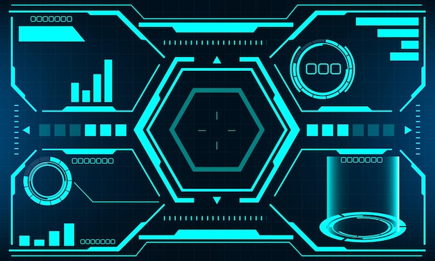 HUD scifi interface screen view blue design virtual reality futuristic technology display vector