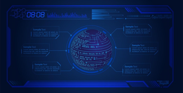 Vector hud world on digital background cyber security