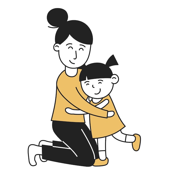 Hug Hand Drawn Kid and Family doodle icon