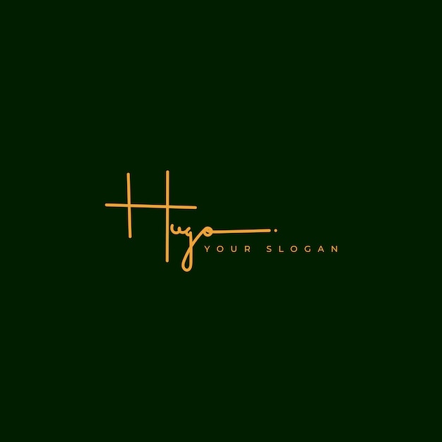 Hugo name signature logo vector design