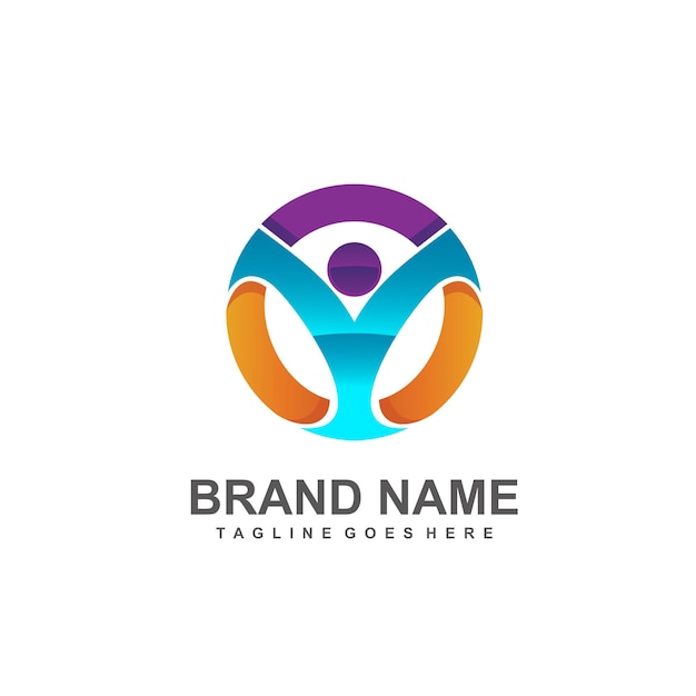 Human abstract logo for medical and foundation logo