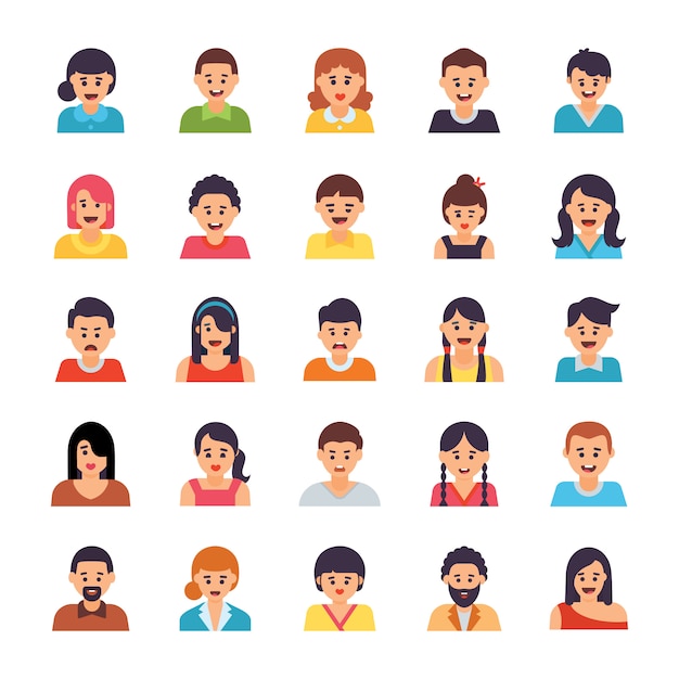 Human Avatars Flat Icons Set