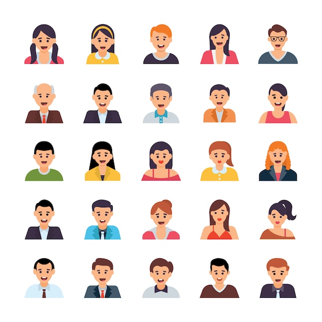 Human Avatars Flat Icons Set