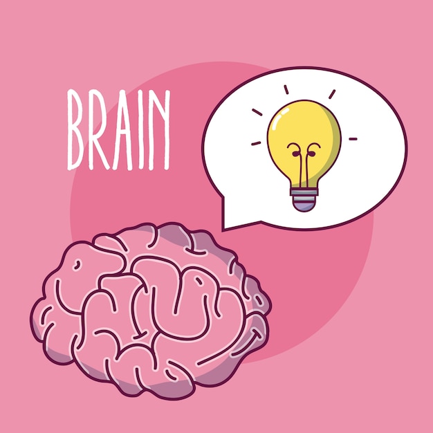 Human brain cartoon over pink background