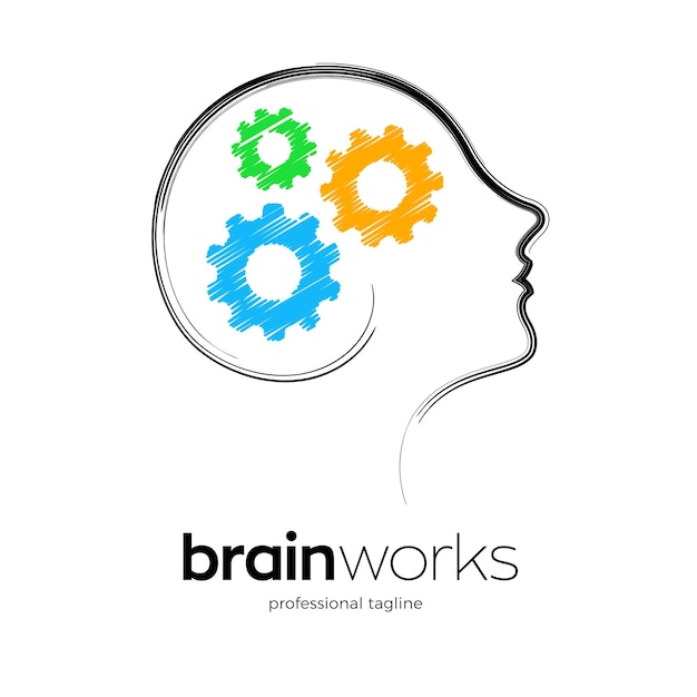 human brain works logo template