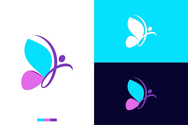 Human butterfly logo concept, wellness logo Icon vector template