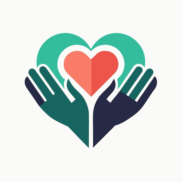 Vector human charity hand support heart logo design