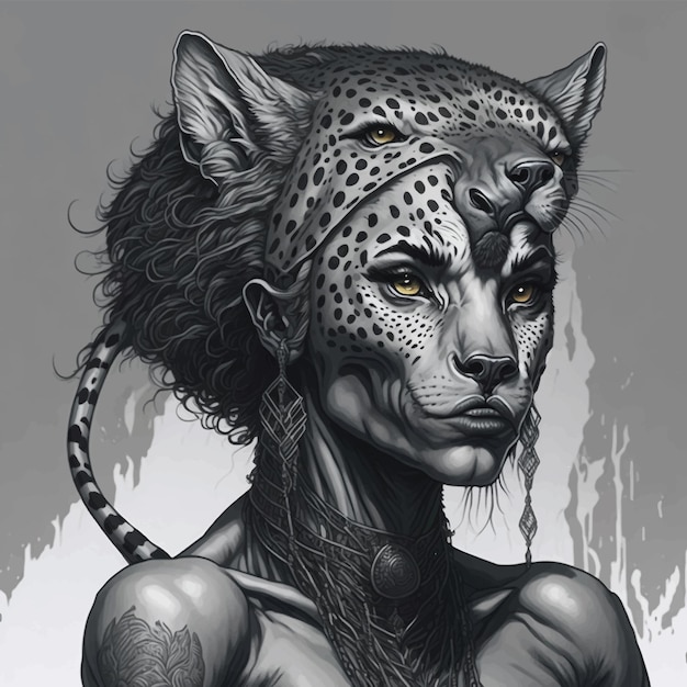 Vector human cheetah queen vector illustration