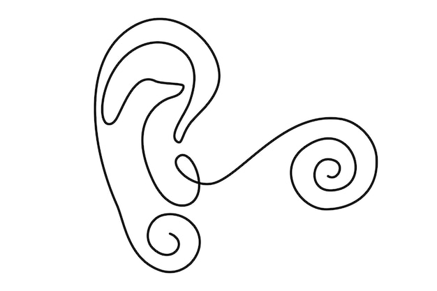 Human ear continuous one line drawing. World deaf day single line concept. Minimalist vector illustration.