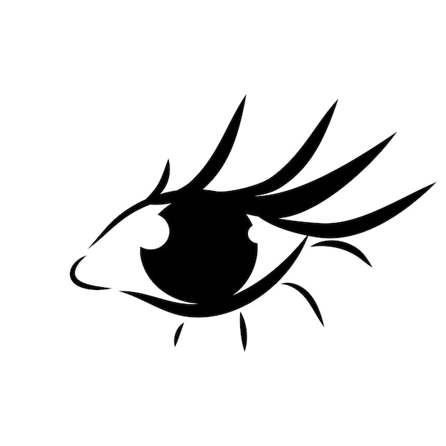 Human eye line art doodle icon isolated on white woman long eyelashes sketch drawing beauty salon logo design