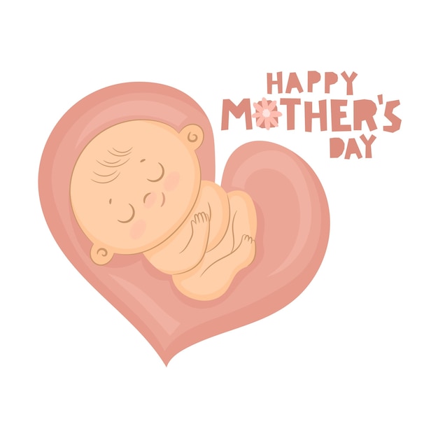 Human fetus inside the womb Happy mothers day card