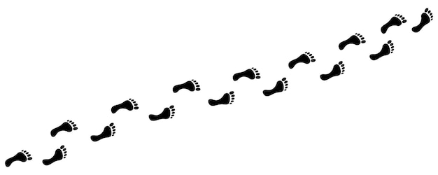 Human footprint Path of human bare feet Road of steps Person walks barefoot Step Silhouette Vector