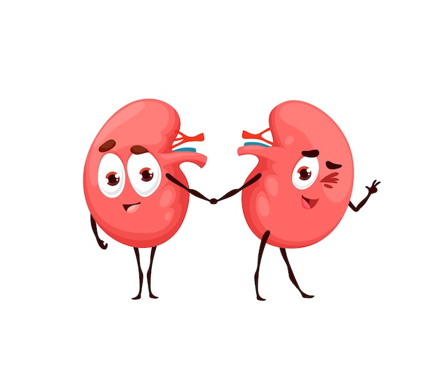 Human funny cartoon kidney characters anatomy